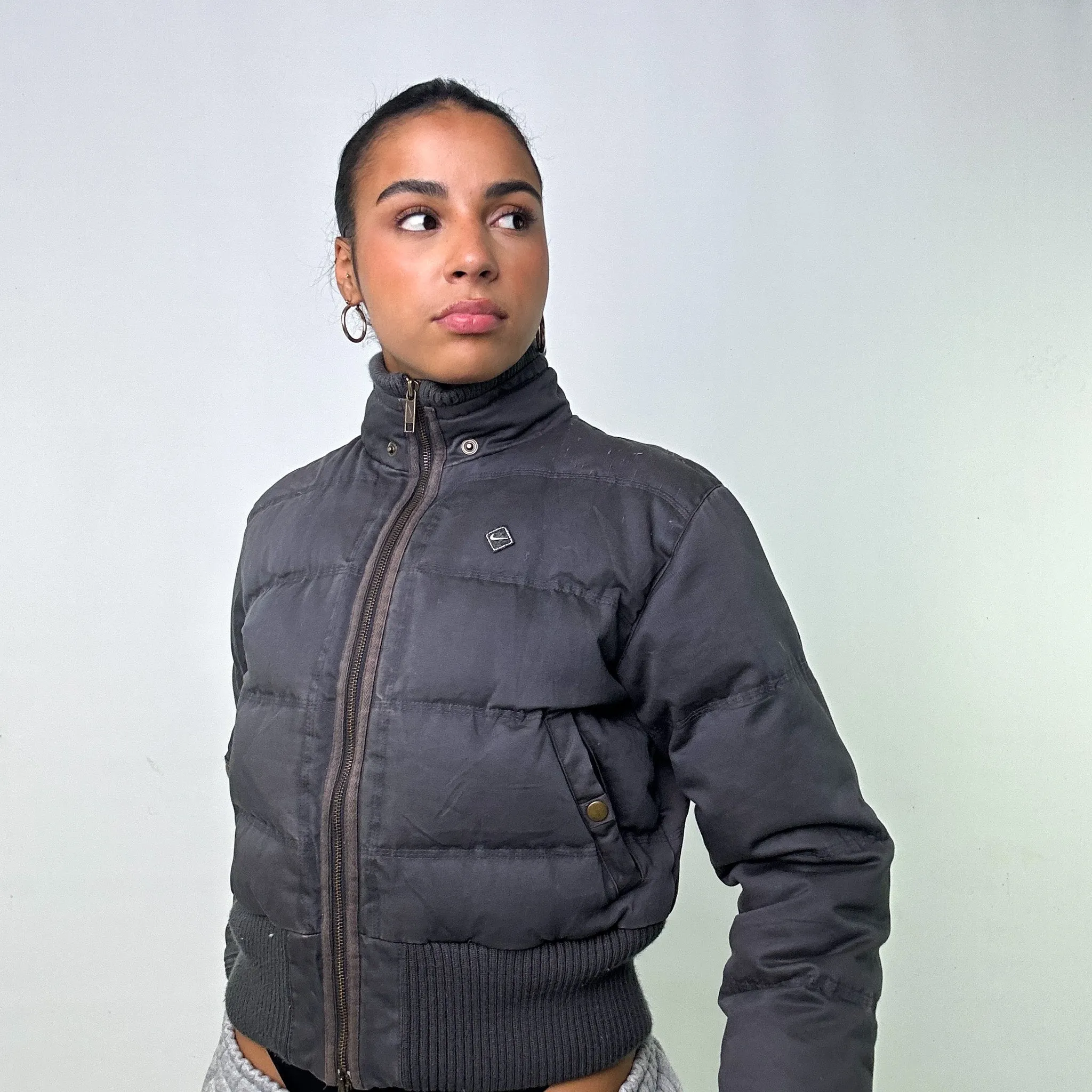 Dark Grey y2ks NIKE Puffer Jacket Coat (XS)