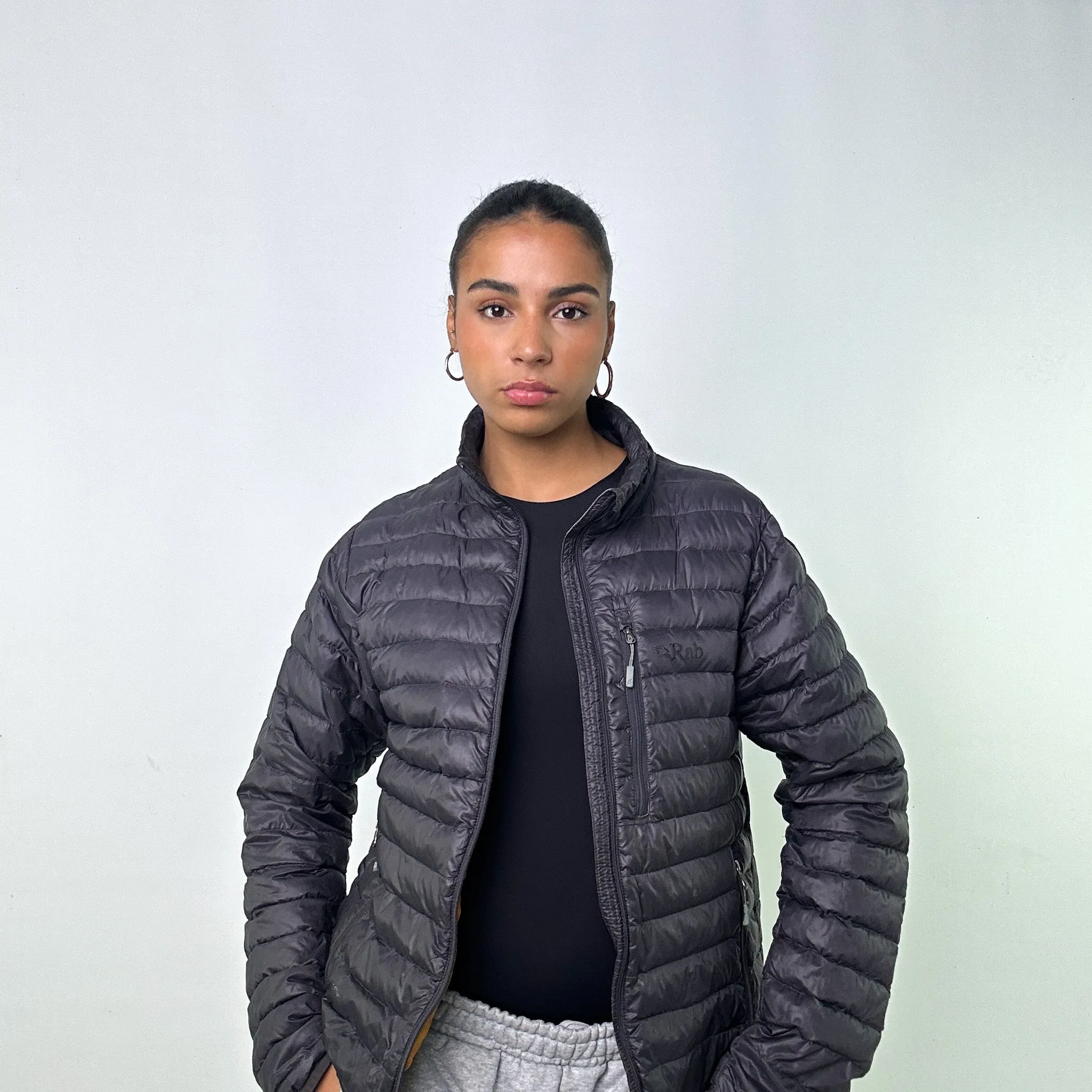 DARK GREY Y2KS RAB PUFFER JACKET COAT (