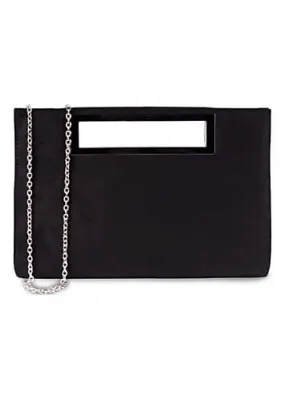 Delma Black Microsuede Metal Handle Clutch Bag by Paradox London | Look Again