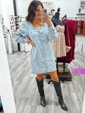 Denim Days Square Neck Dress