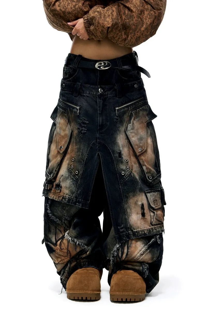 Distressed Armor Skirt Jeans