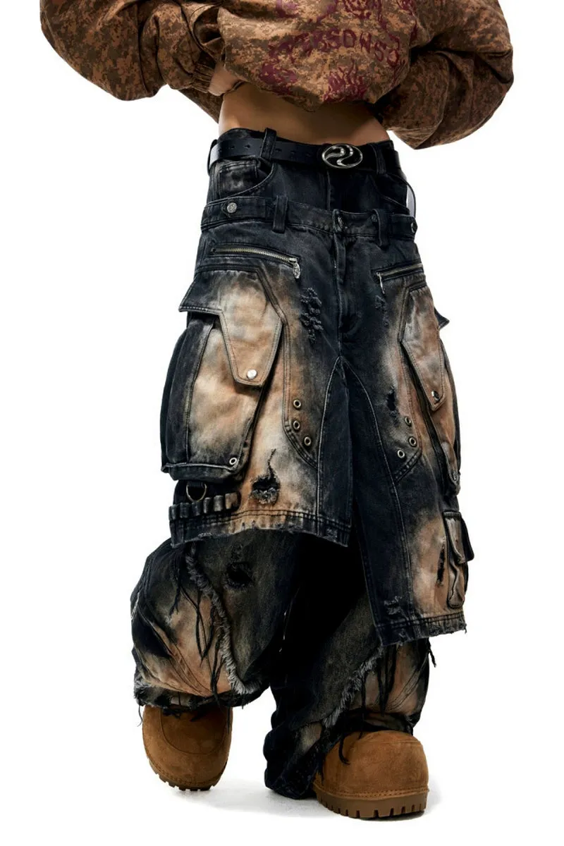 Distressed Armor Skirt Jeans