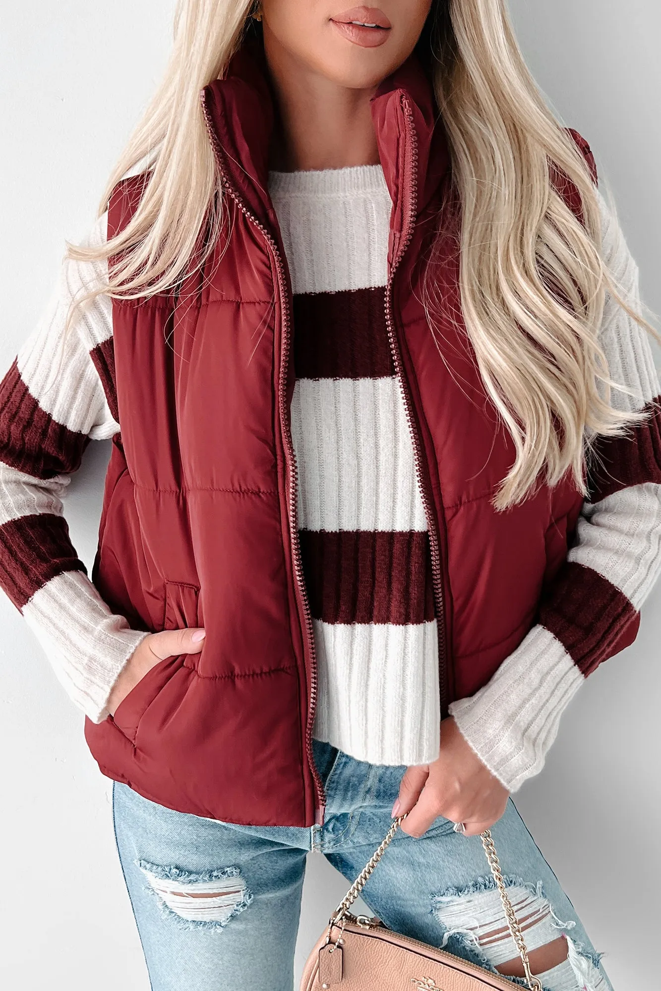 Doorbuster Mountain Utopia Puffer Vest (Burgundy)