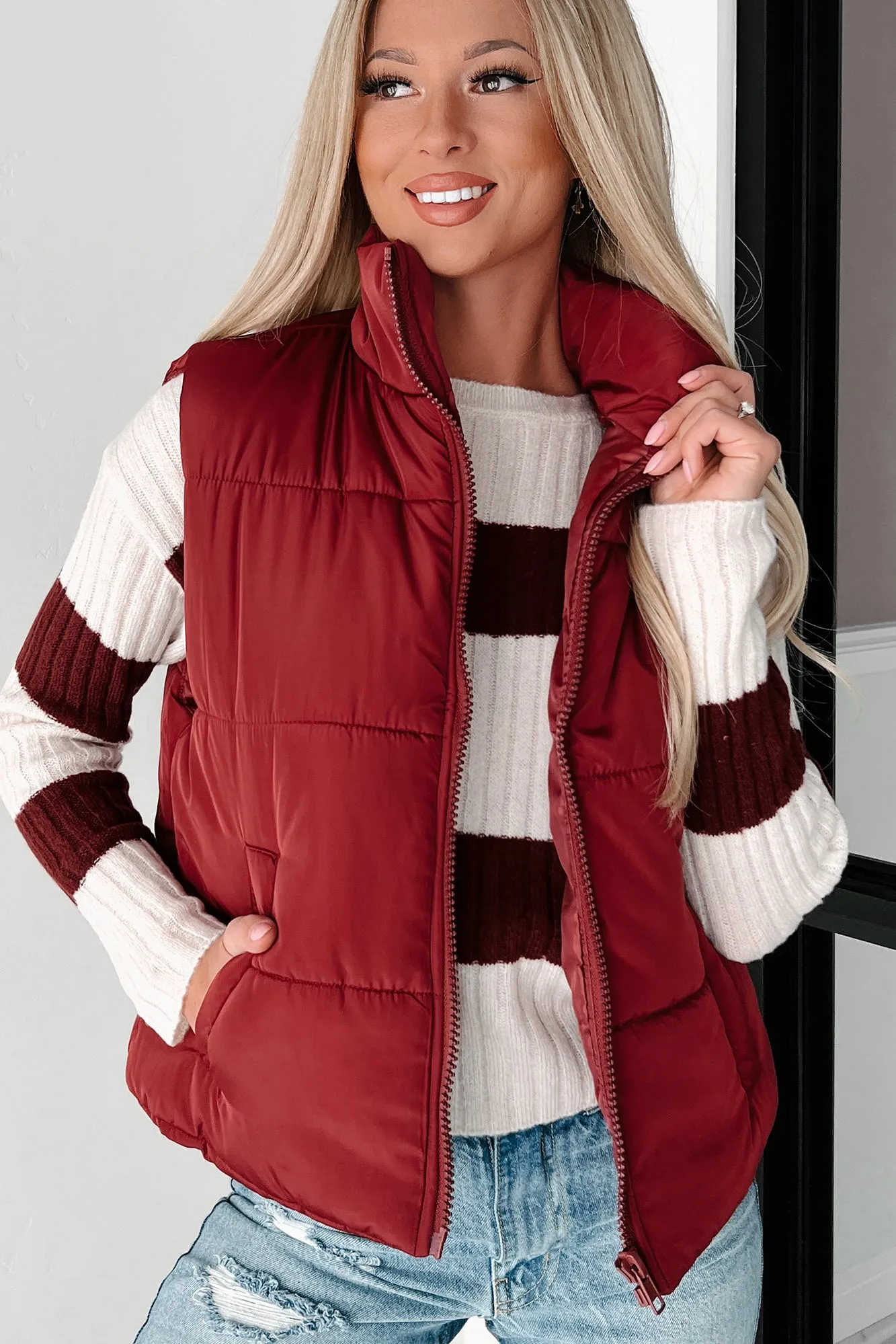 Doorbuster Mountain Utopia Puffer Vest (Burgundy)