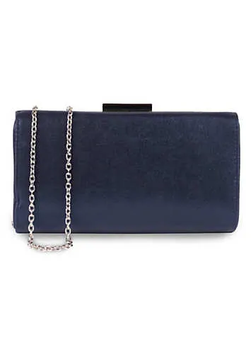 Doria Navy Shimmer Box Clutch Bag by Paradox London | Look Again