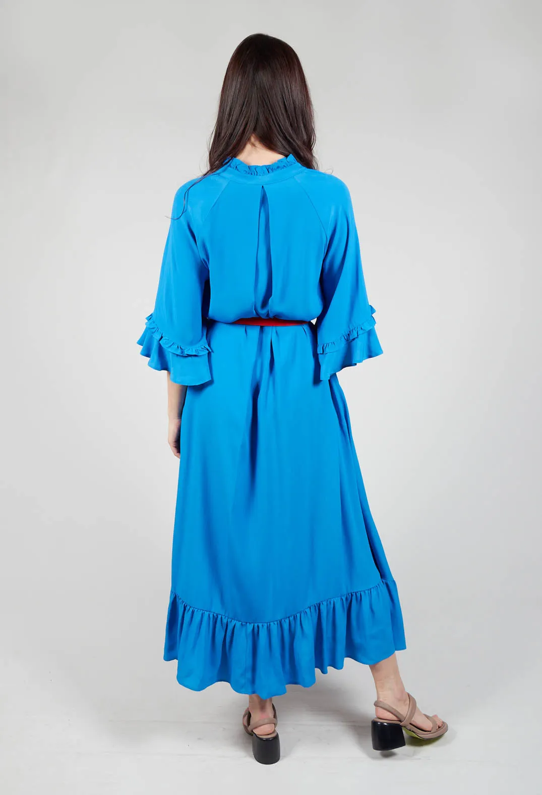 Dress with Contrasting Belt in Supersonic Blue