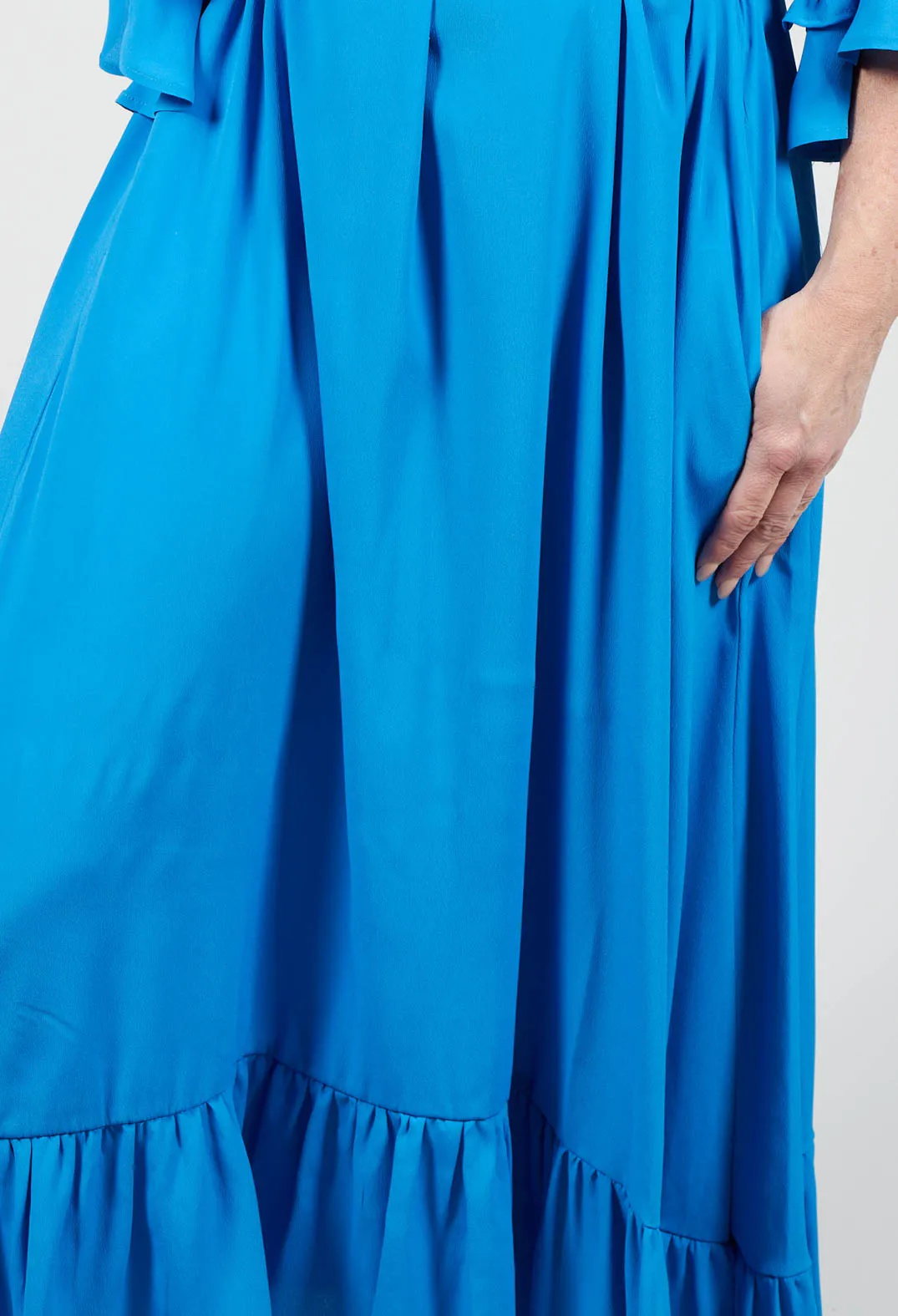 Dress with Contrasting Belt in Supersonic Blue