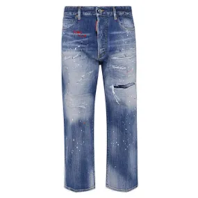 Dsquared2 Logo Patch Distressed Cropped Jeans