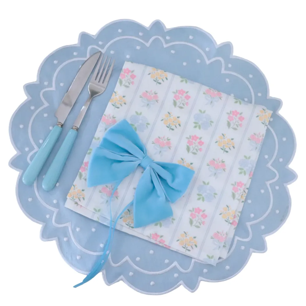 Duck Egg Bleu Embroidered Placemat ( Set of two)