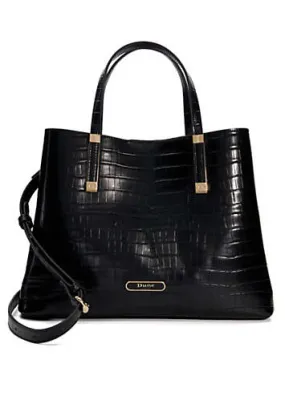 Dune London Dorry Black Croc Branded Hardware Tote Bag