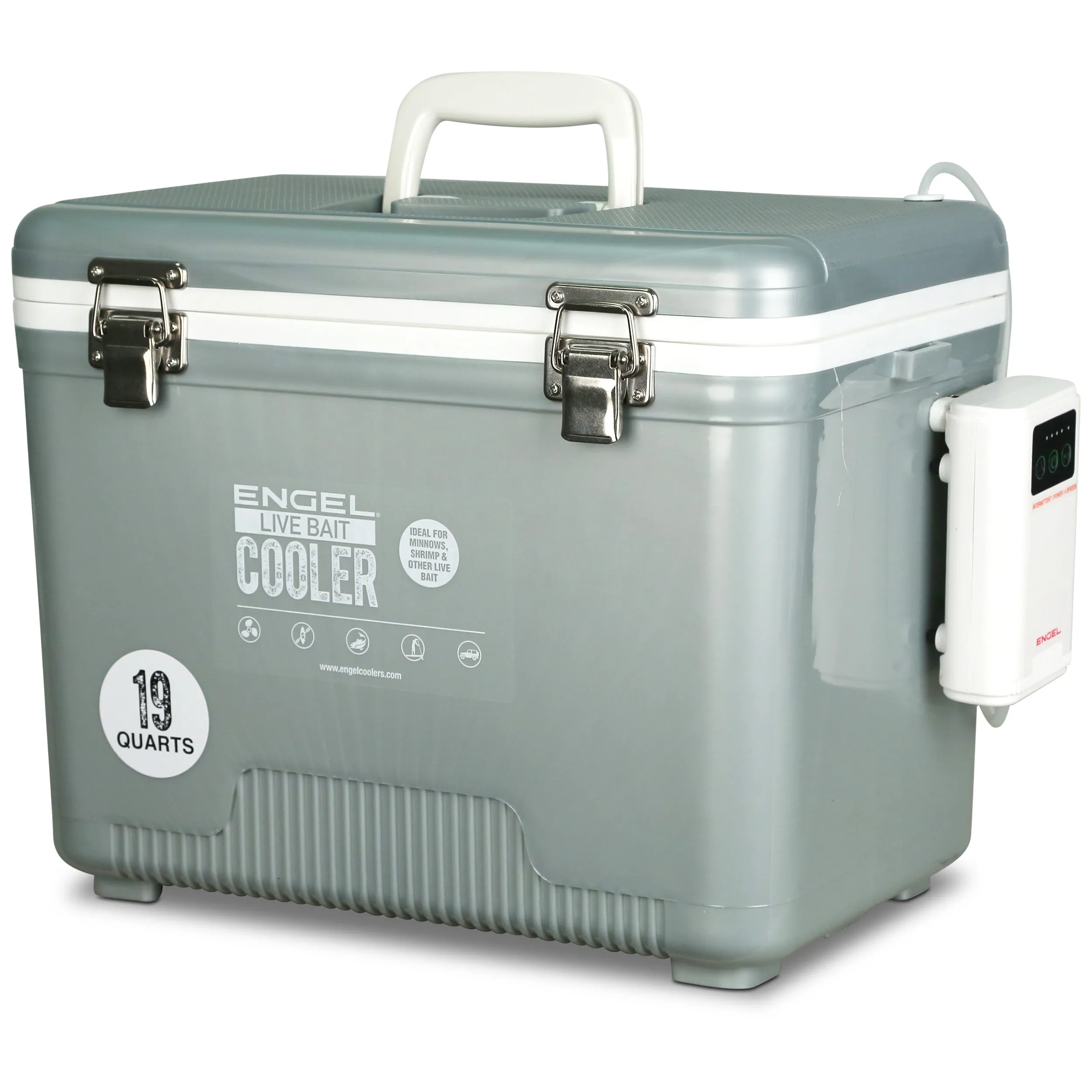 Engel 19Qt Live bait Pro Cooler with AP3 Rechargeable Aerator & Stainless Hardware