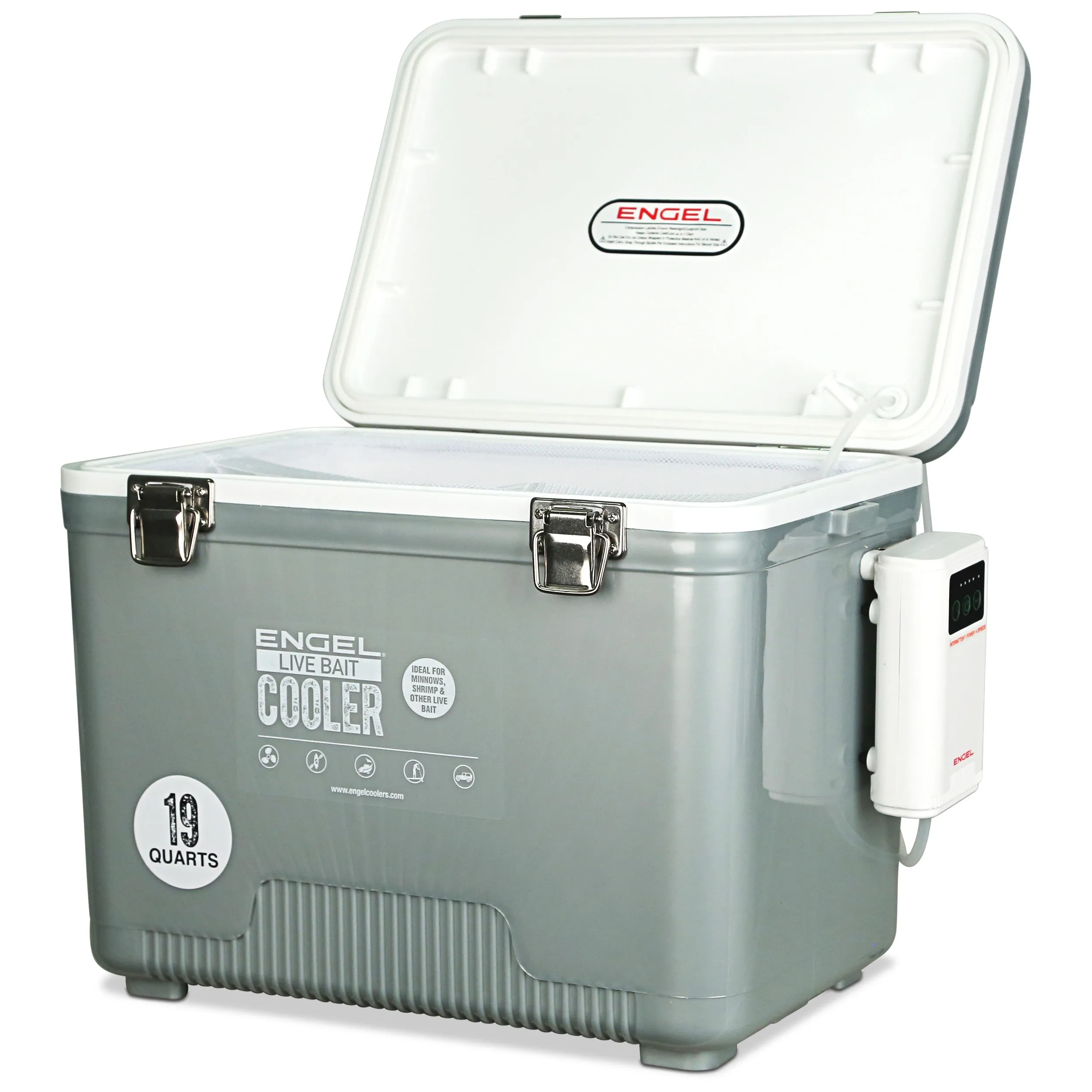 Engel 19Qt Live bait Pro Cooler with AP3 Rechargeable Aerator & Stainless Hardware