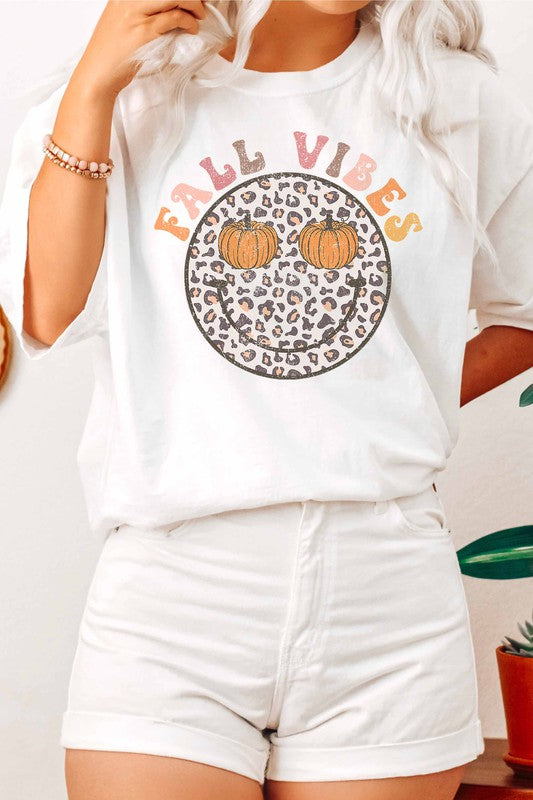 FALL VIBES LEOPARD PUMPKINS GRAPHIC TEE PLUS SIZE