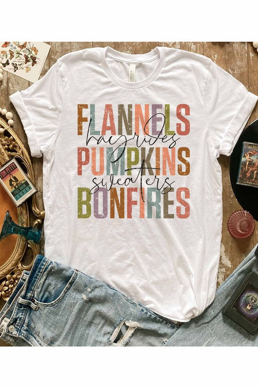 FLANNELS PUMPKINS BONFIRES GRAPHIC TEE