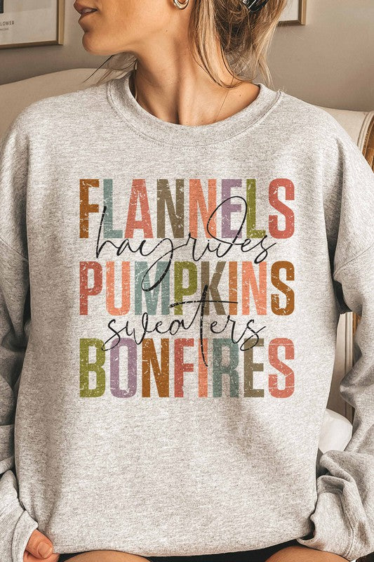 FLANNELS PUMPKINS BONFIRES SWEATSHIRT PLUS SIZE