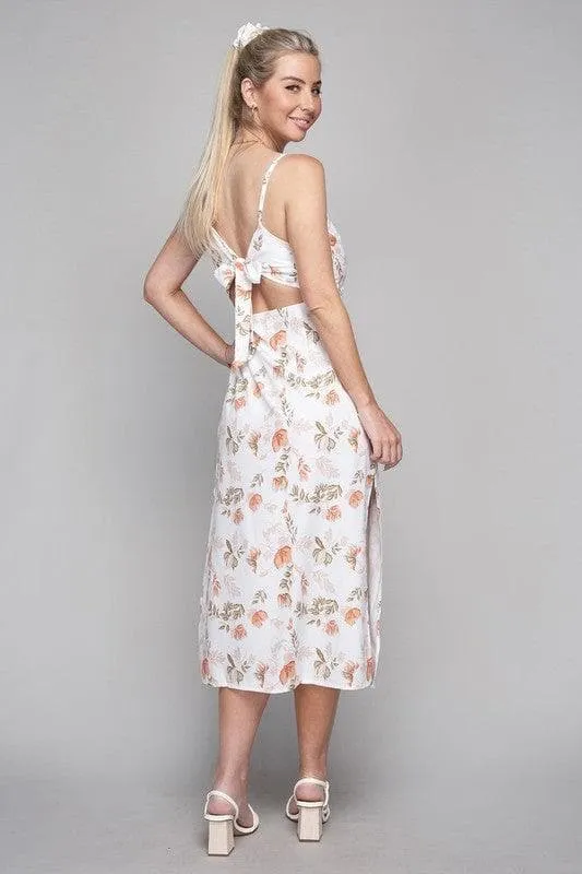 Frenchy Tied Backless Floral Cami Dress