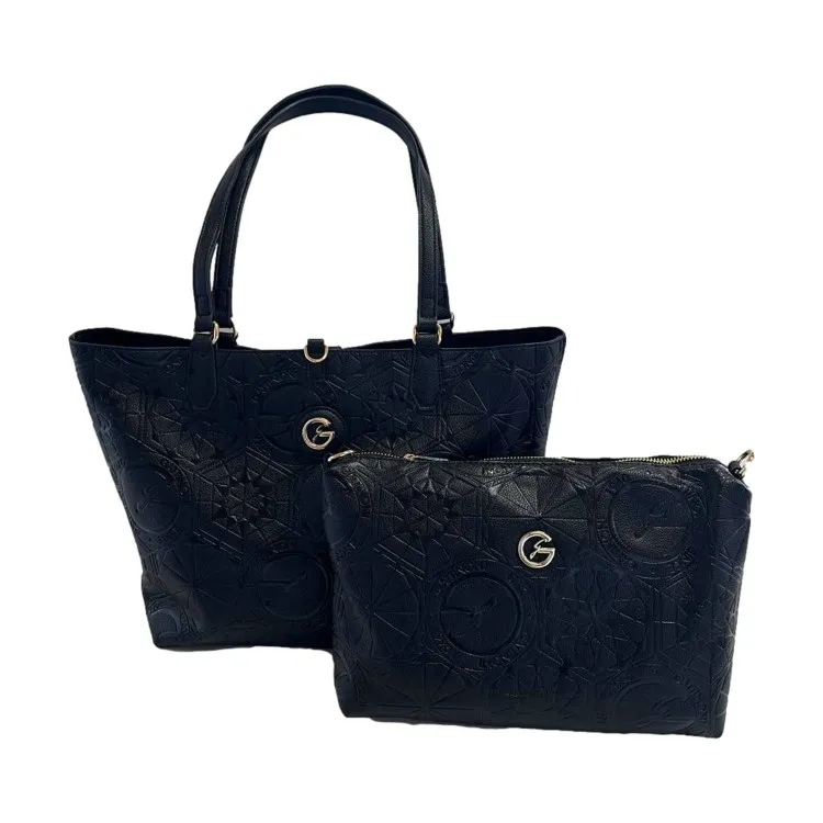 Gattinoni BINTD8156 WVE00 S Borsa Donna Shopping Teodosia con Stampa Rilievo Reversibile Nero