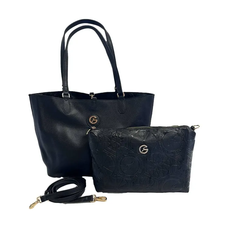 Gattinoni BINTD8156 WVE00 S Borsa Donna Shopping Teodosia con Stampa Rilievo Reversibile Nero