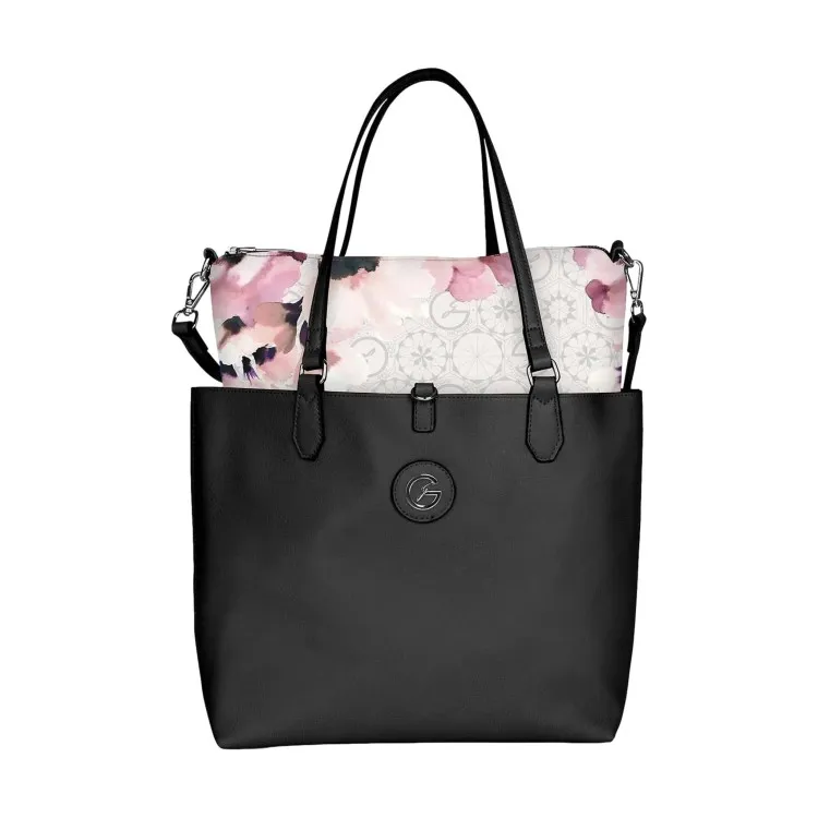 Gattinoni BINTD8156WZT278 Revers S Borsa Donna Shopping Teodosia Reversibile Nero Avorio Floreale