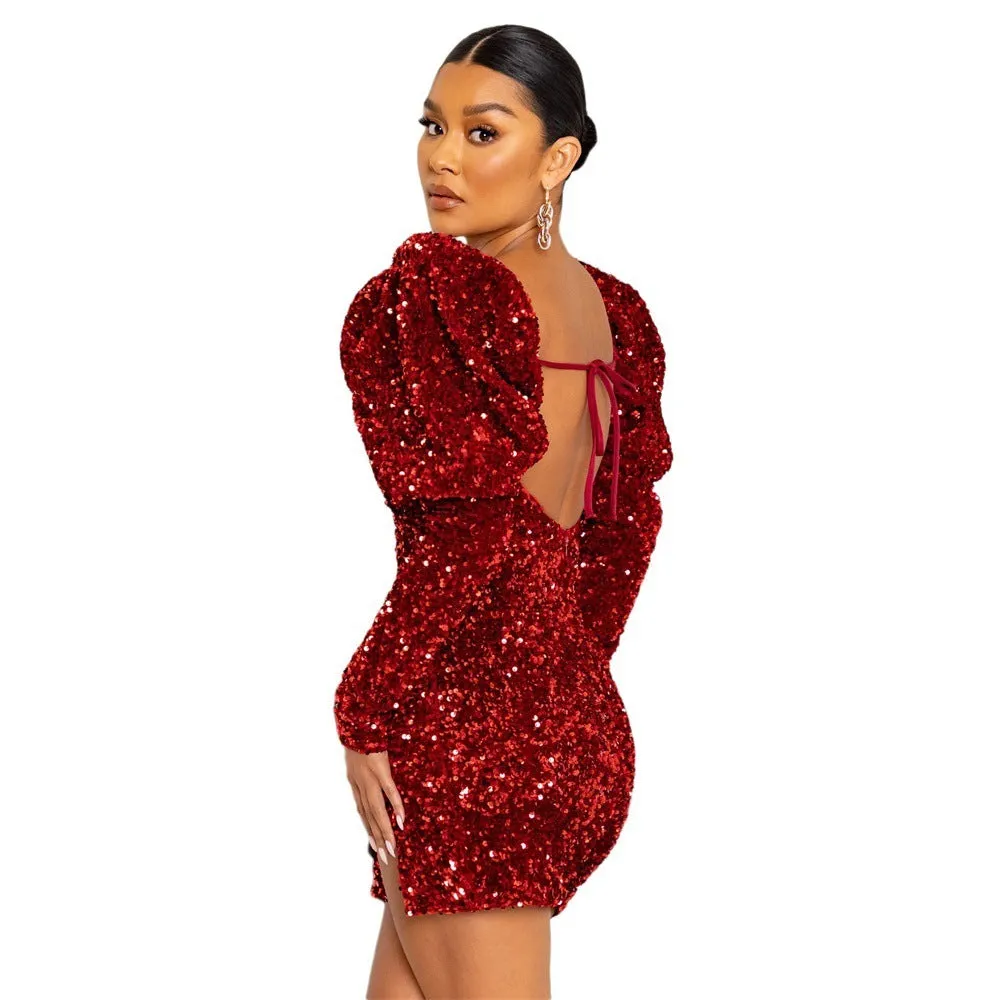 Glamorous Backless Sequin Dress