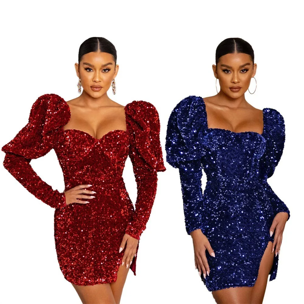 Glamorous Backless Sequin Dress