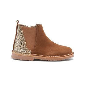 Glitter and Suede Chelsea Boots in Camel