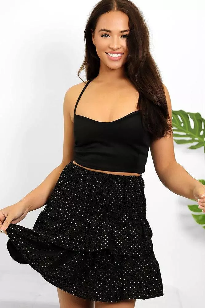 Gold Dots Layered Frills Skirt