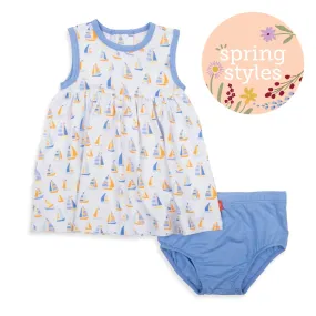 Good Vibe On The Tide Modal Magnetic Little Baby Dress + Diaper Cover Set