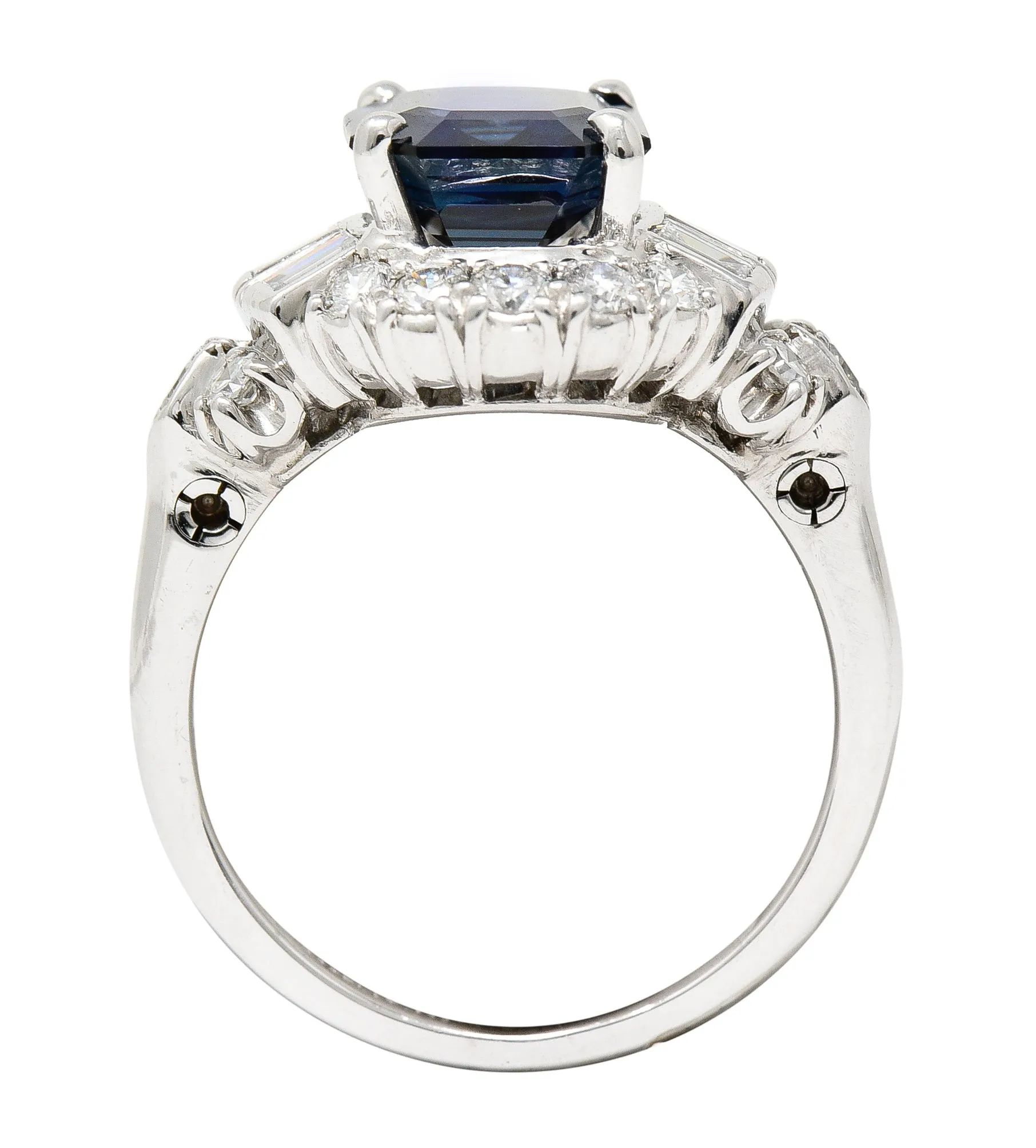 Granat Bros. Mid-Century 3.70 CTW No-Heat Sapphire Diamond Platinum Vintage Cluster Ring GIA