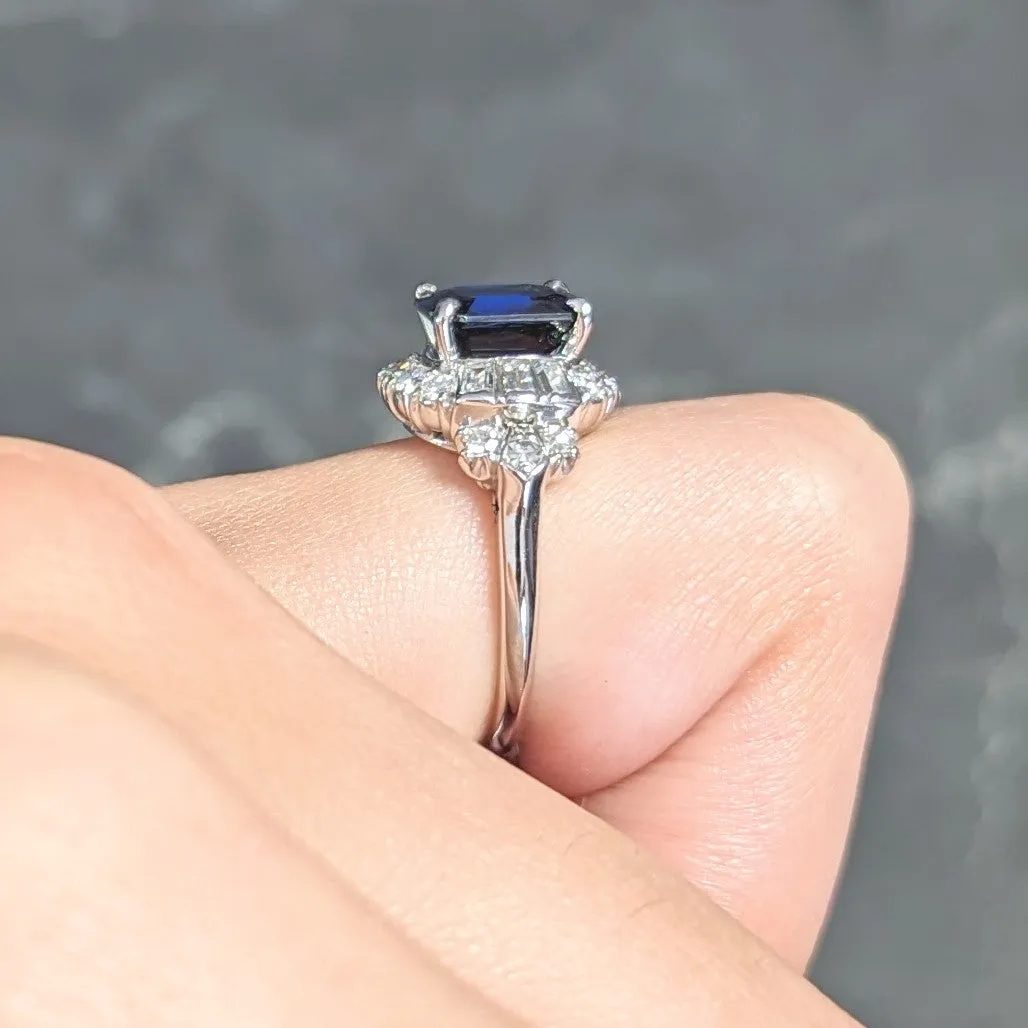 Granat Bros. Mid-Century 3.70 CTW No-Heat Sapphire Diamond Platinum Vintage Cluster Ring GIA