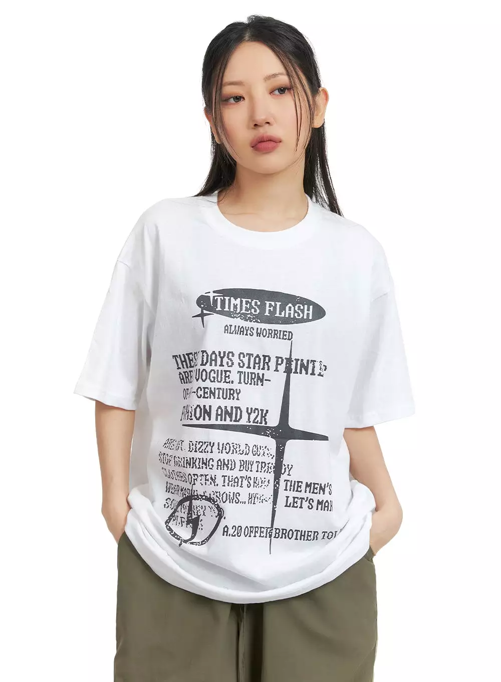 Graphic Lettering Oversized Tee CM419