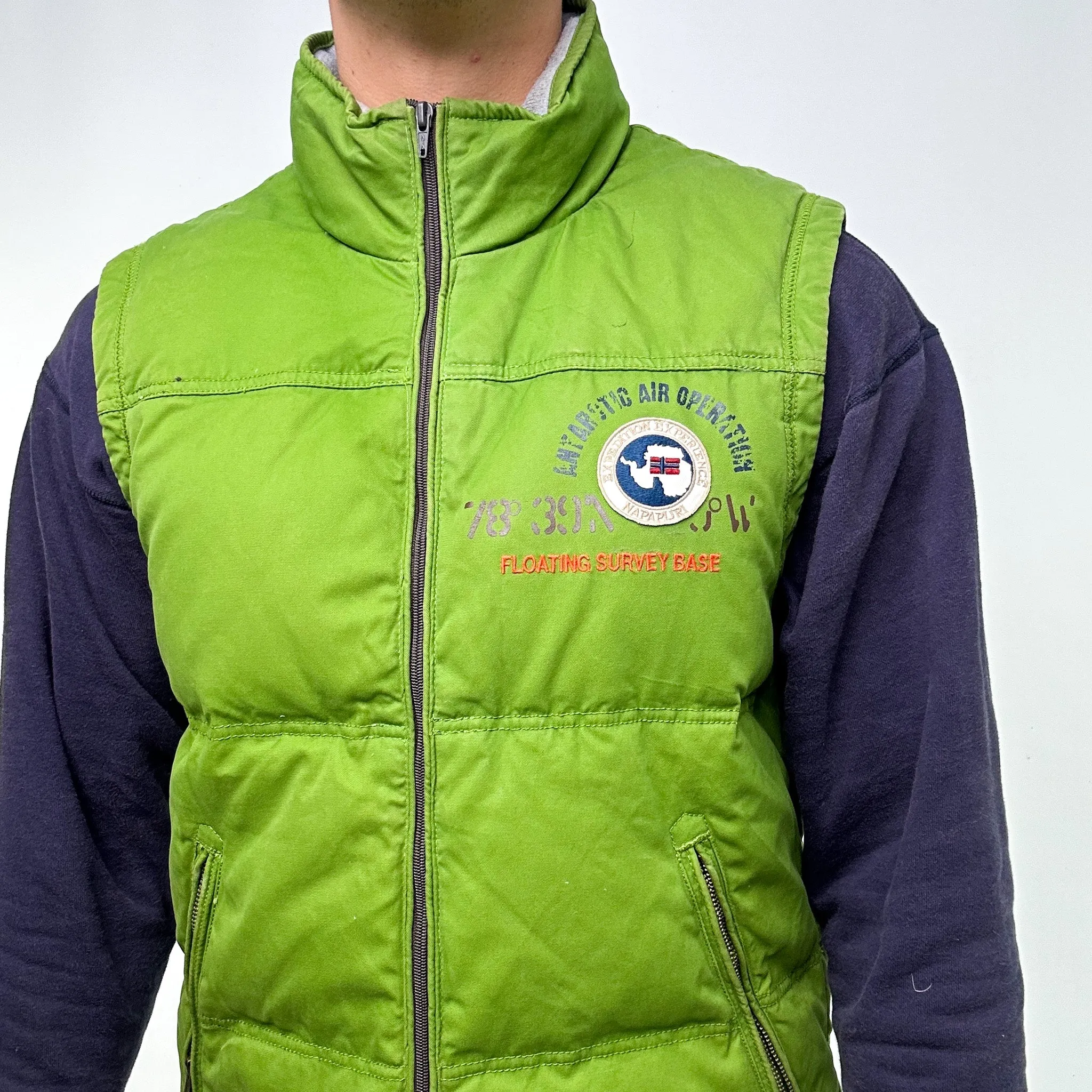 GREEN 90S NAPAPIJRI PUFFER JACKET COAT GILET (