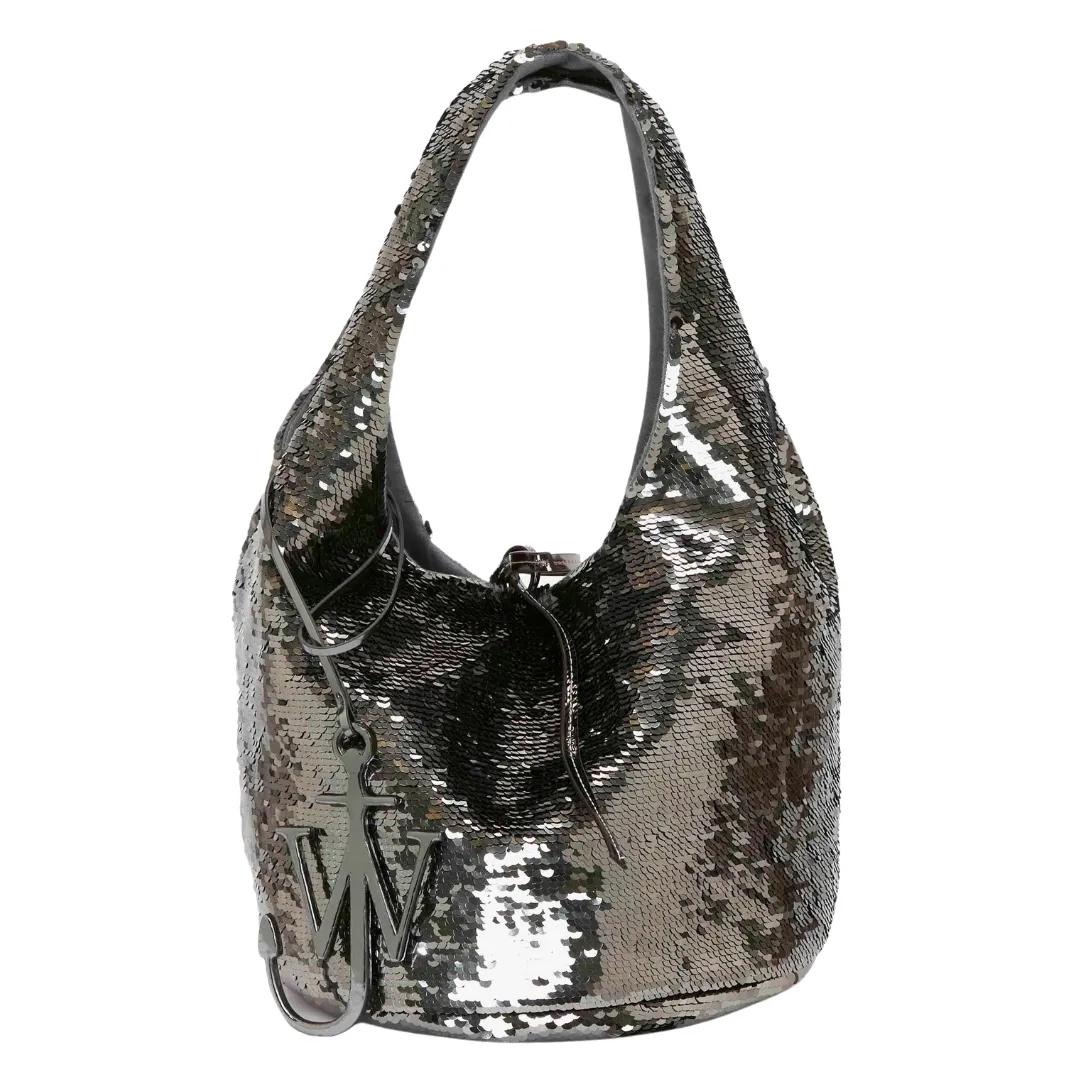 Gunmetal Mini Sequin Shopper Bag