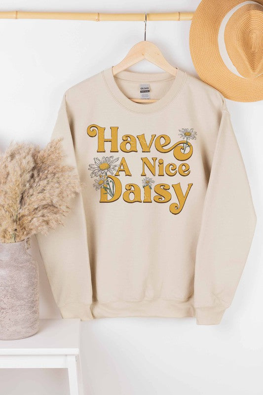 HAVE A NICE DAISY GRAPHIC SWEATSHIRT PLUS SIZE