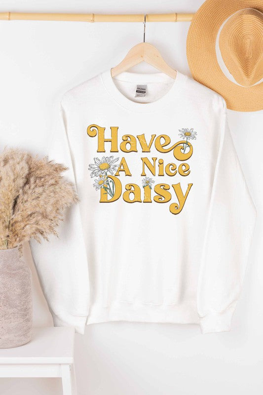 HAVE A NICE DAISY GRAPHIC SWEATSHIRT PLUS SIZE