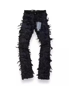 Heavy Rip & Destroyed Stacked Denim Jean