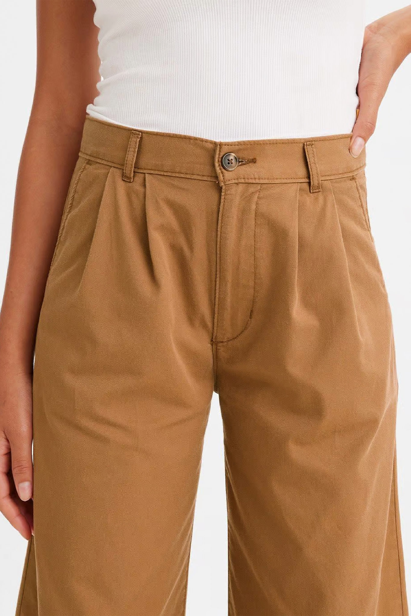 High-Rise Pleated Trousers | Foxtrot Brown