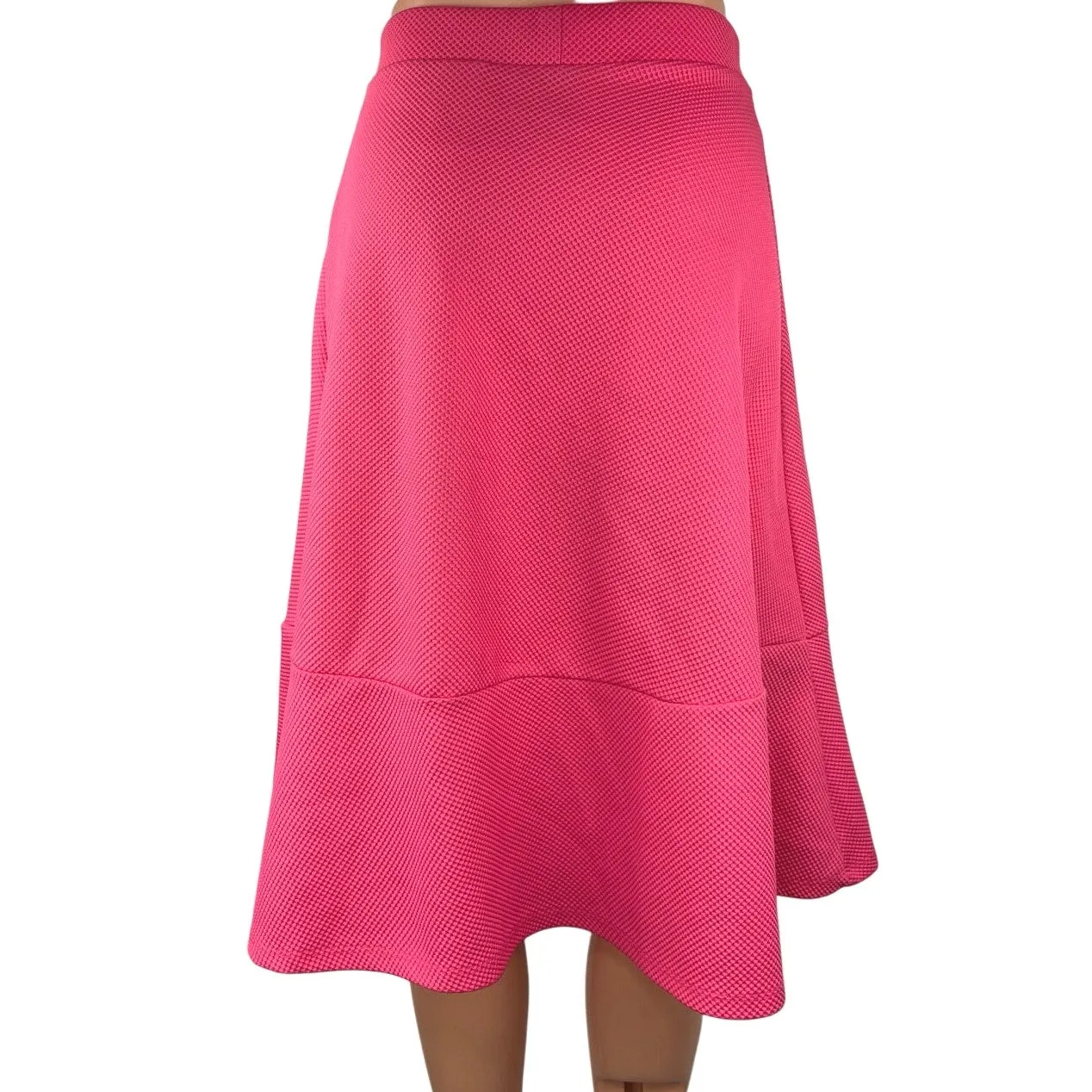 H&M Pink Textured Knit High Waist Elastic Pull On Midi A-Line Skirt Size XS