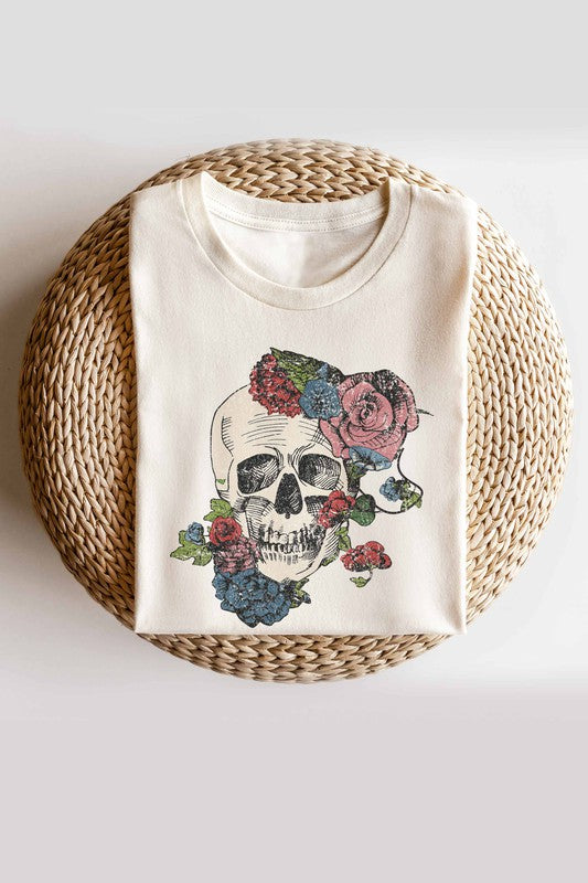 HORROR FALL FLOWERS GRAPHIC TEE