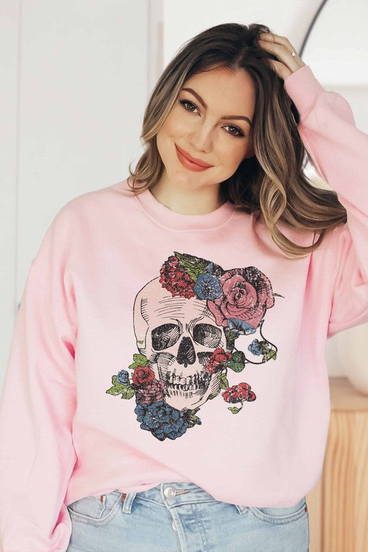 HORROR FALL FLOWERS SWEATSHIRT PLUS SIZE