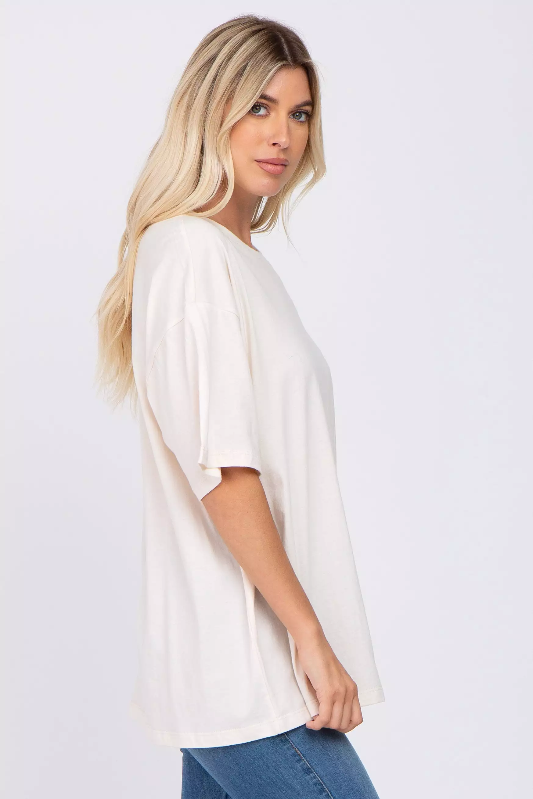 Ivory Basic Oversized Tee