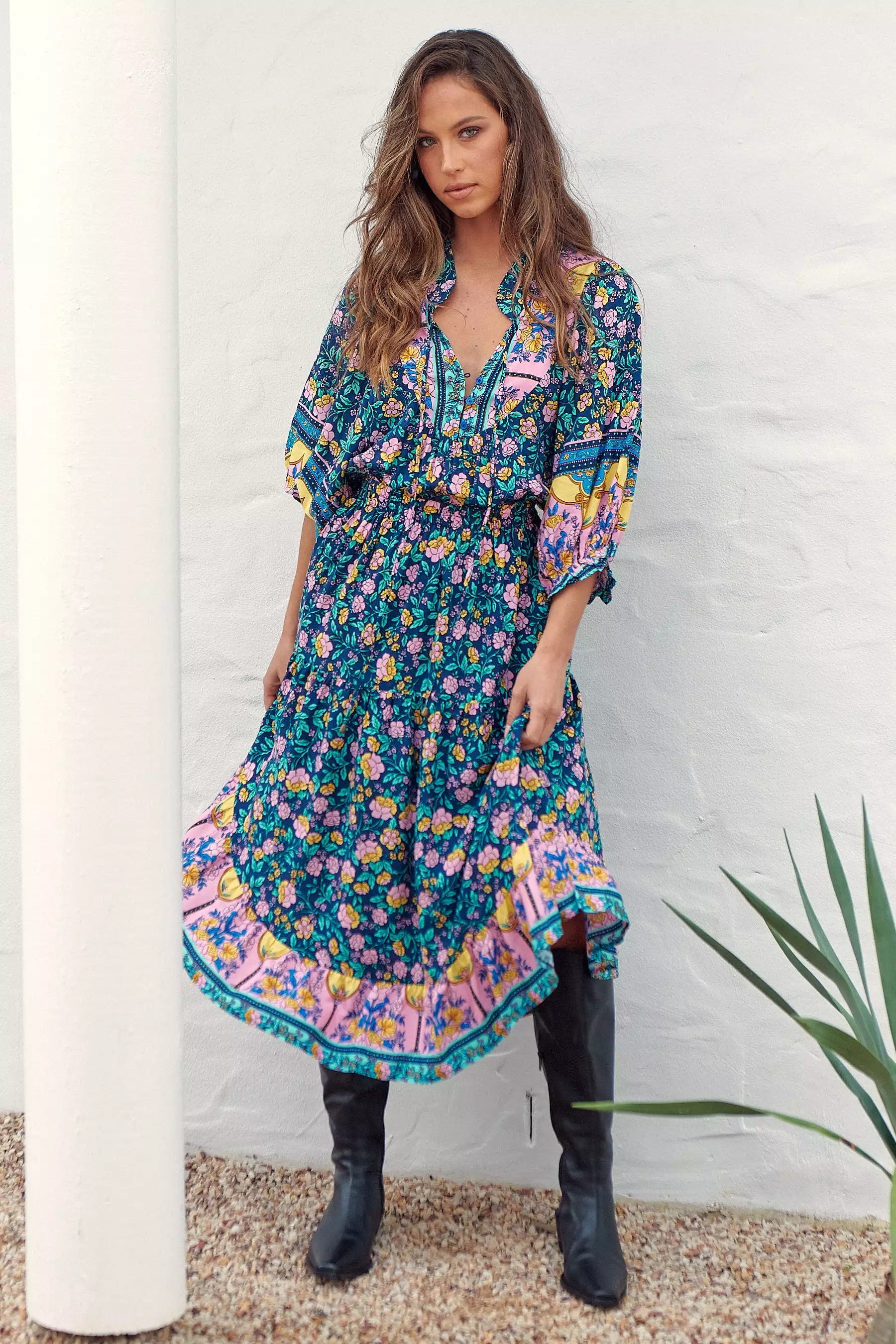 Jasmine Midi Dress Posy Print