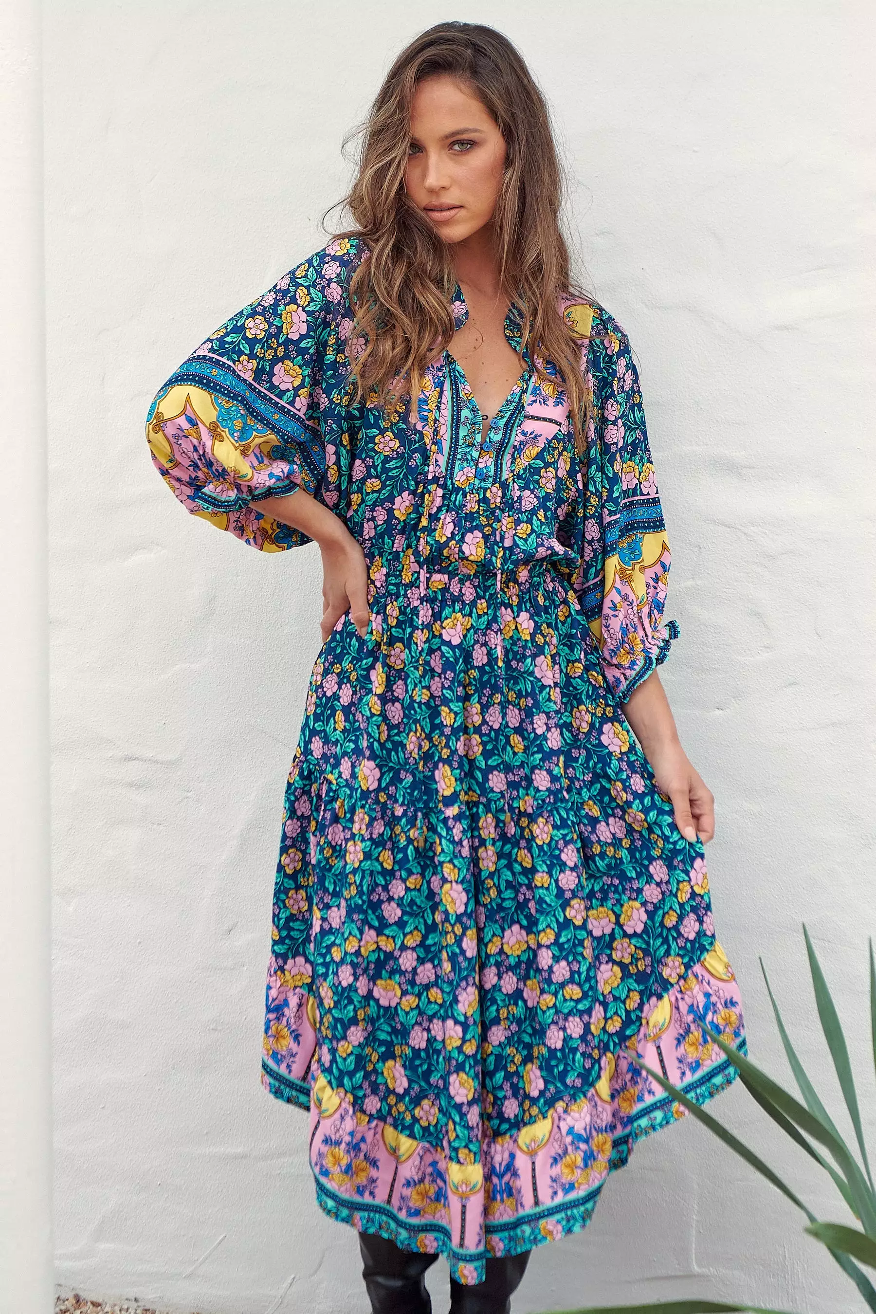 Jasmine Midi Dress Posy Print