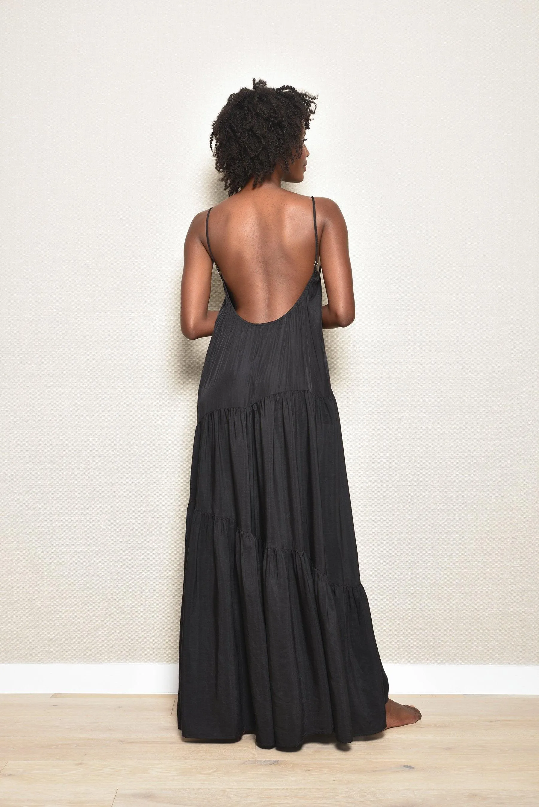 Jenna Maxi Backless Dress in Black