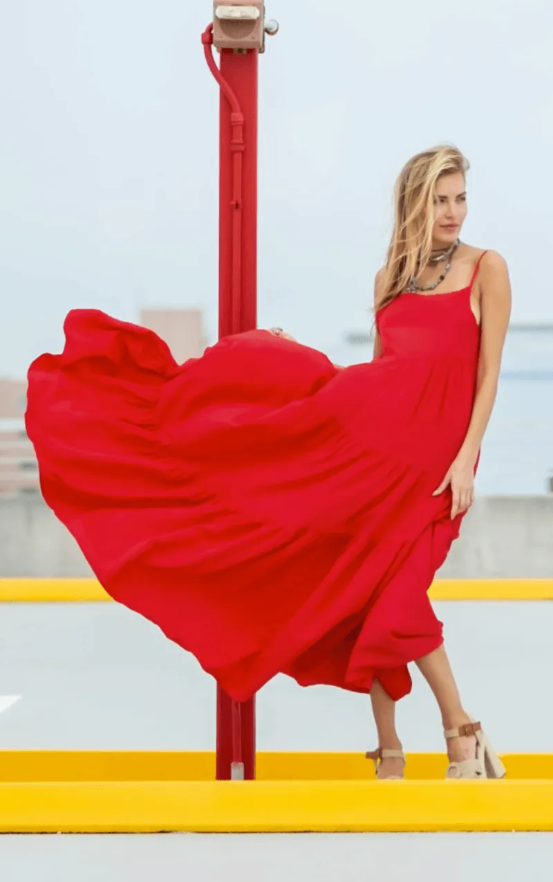 Jenna Maxi Backless Dress in Red