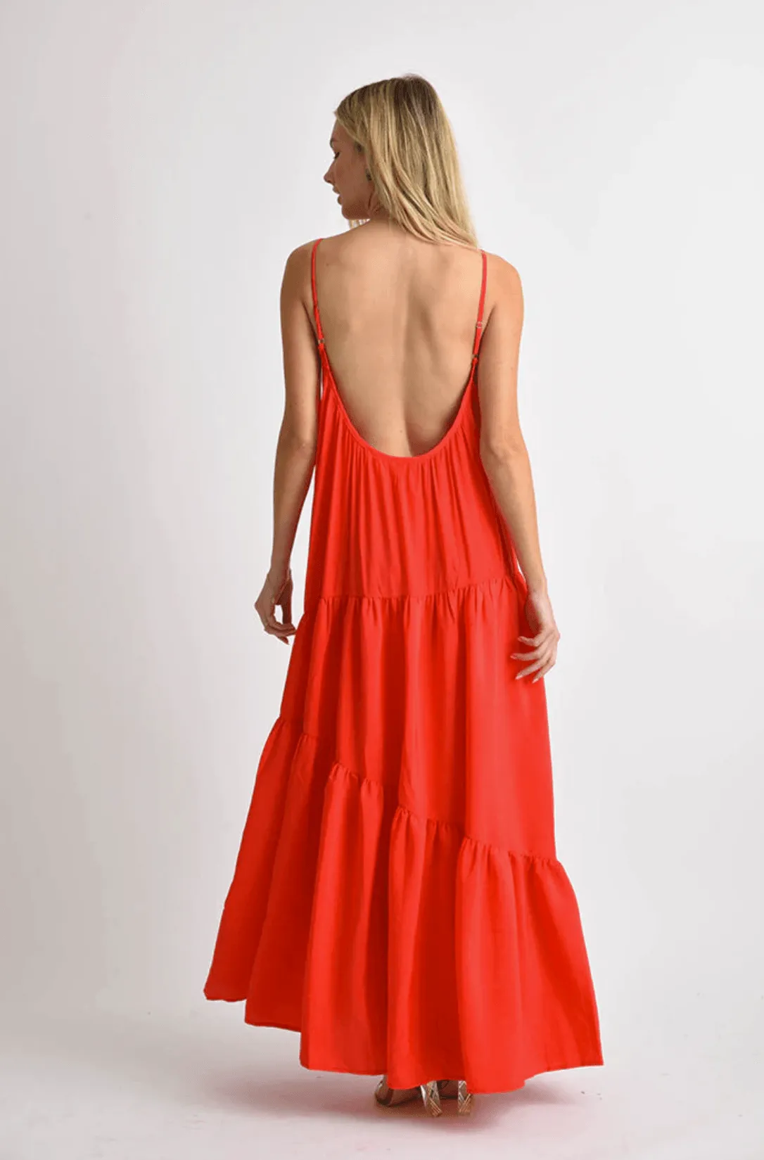 Jenna Maxi Backless Dress in Red