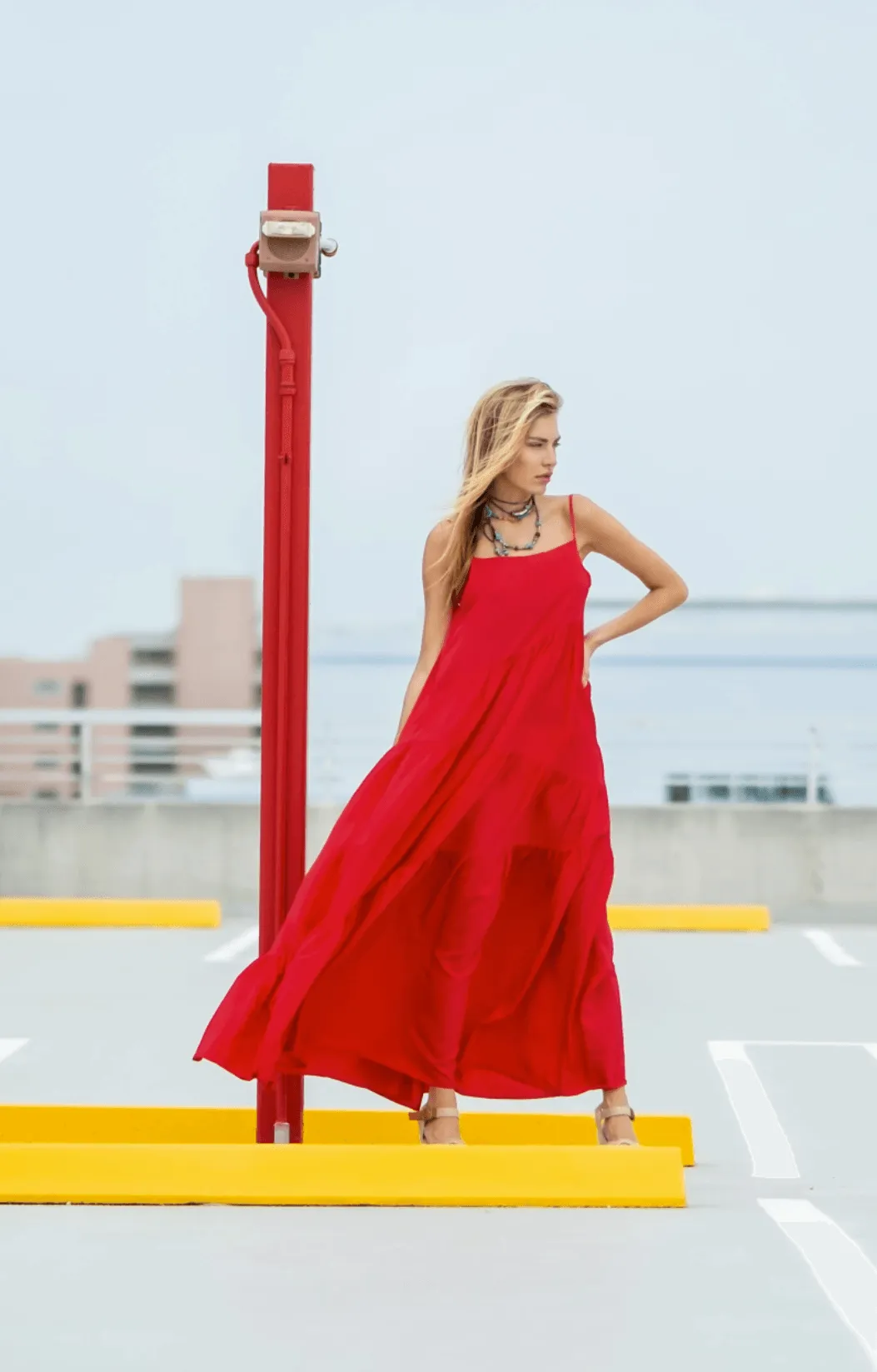 Jenna Maxi Backless Dress in Red