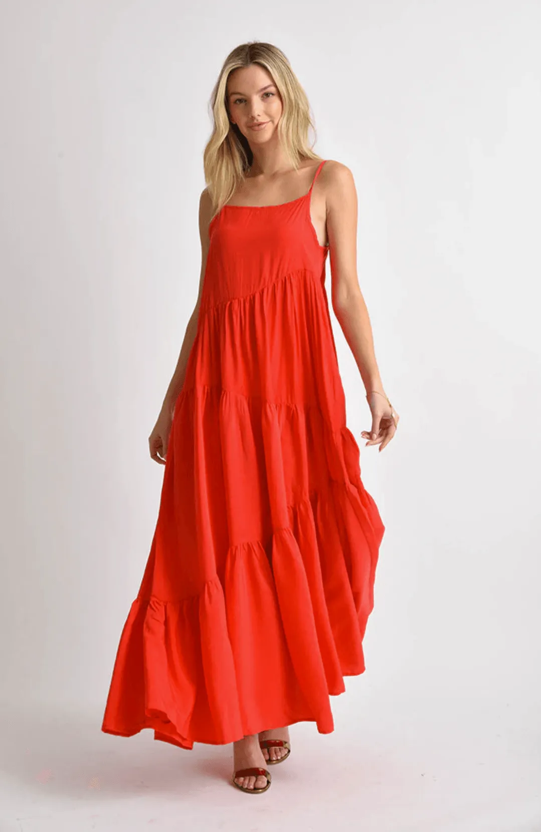 Jenna Maxi Backless Dress in Red