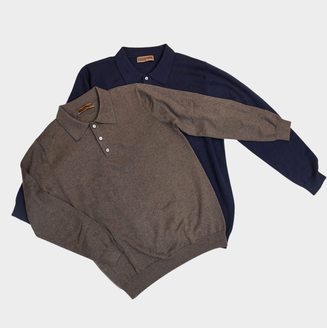 Knitted Cashmere Blend Polo Long Sleeve