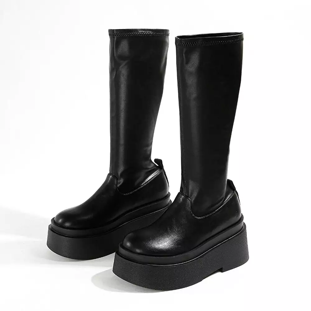 Ladies Chunky High Heels Boots Fashion Platform Boots